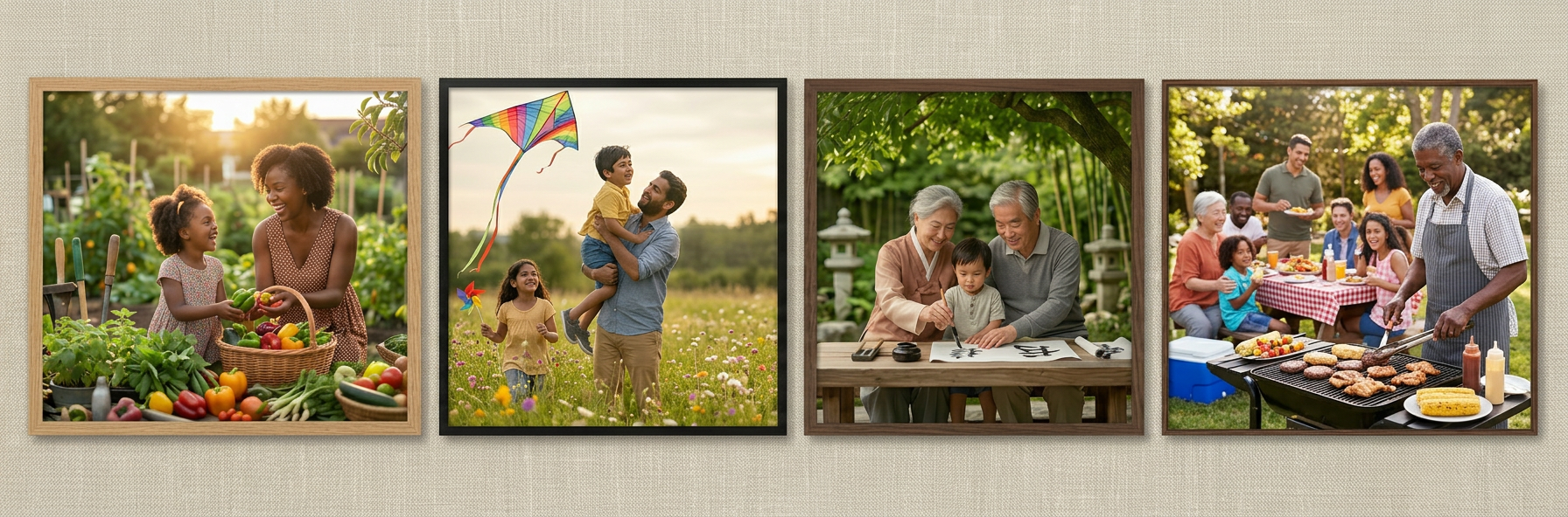 Revise collage: remove teen, multigenerational barbecue scene
